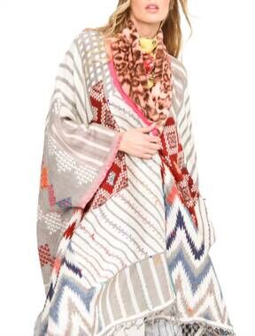 NEW ARATTA nobel blanche poncho in multi